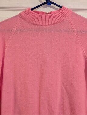 Vintage 60s 70s Kmart Mockneck Sweater Size Small/Medium (Vtg Sz 36) Pink Zip